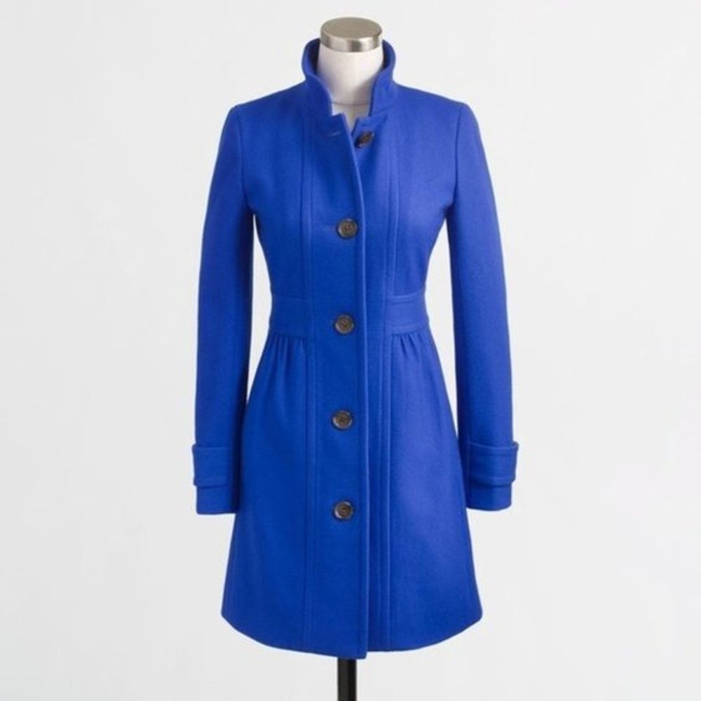 J. Crew Factory Skirted Dress Coat Blue Peacoat 4